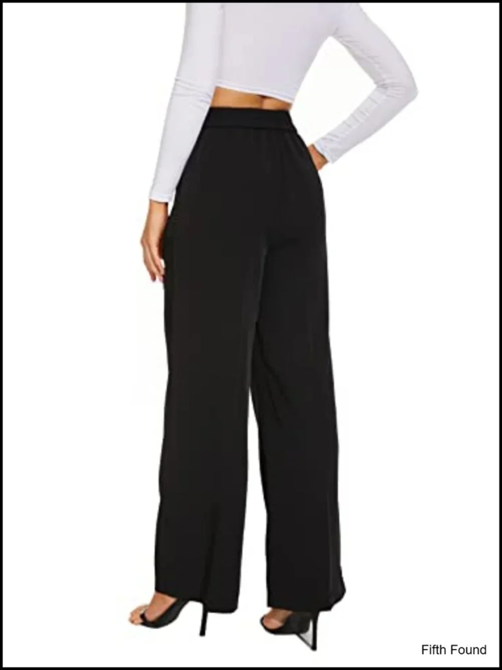 Wide Leg Dress Pants for Women Work Slacks High Waisted Stretchy Back Elastic